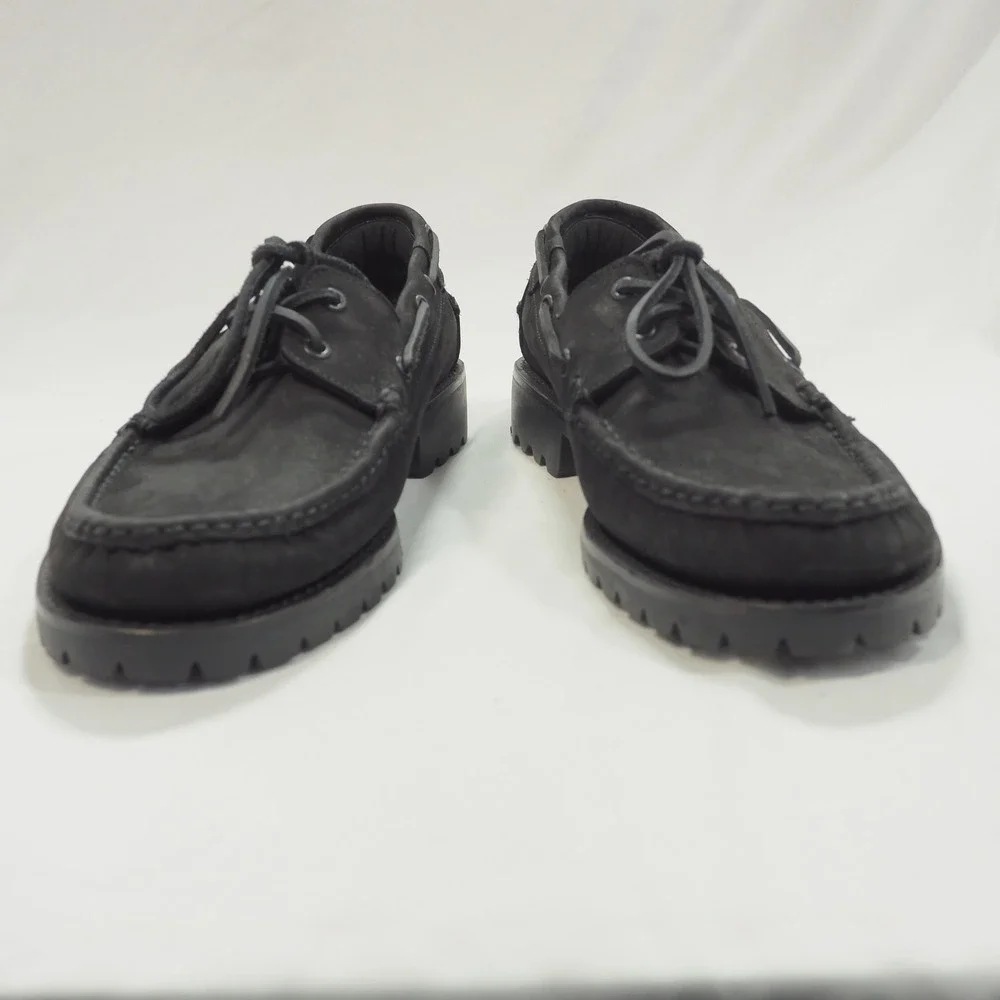 Thursday Boot Co Handsewn Loafer Men 9.5 Black Matte Leather Boat Shoe Lug Sole